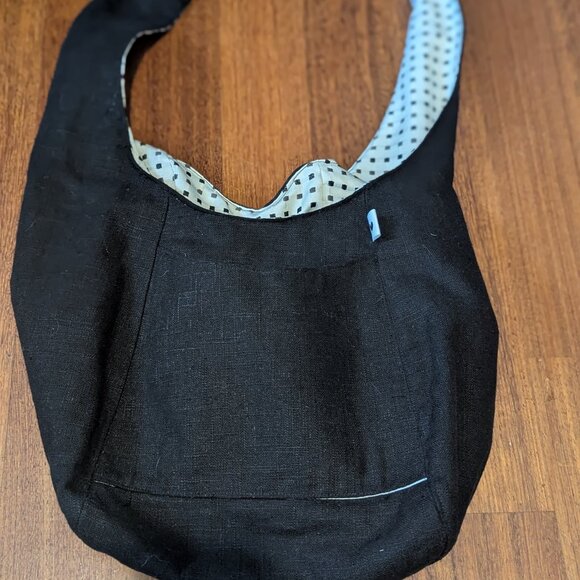 CUTE HANDMADE BLACK LINEN BAG-UNUSED-THIS IS A HOMEMADE ITEM/UNBRANDED - Picture 11 of 11